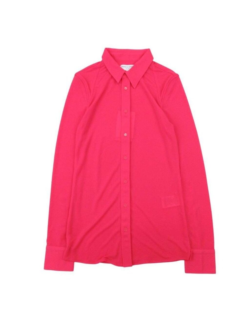 Bottega Veneta Stretch Crepe Jersey Shirt Long Sleeve Blouse Top Neon Pink 36